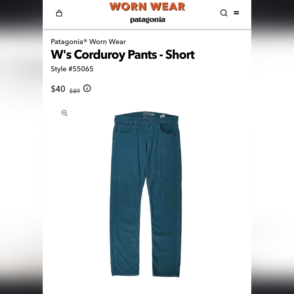 Patagonia Organic Cotton Corduroy Pants - 25 Short